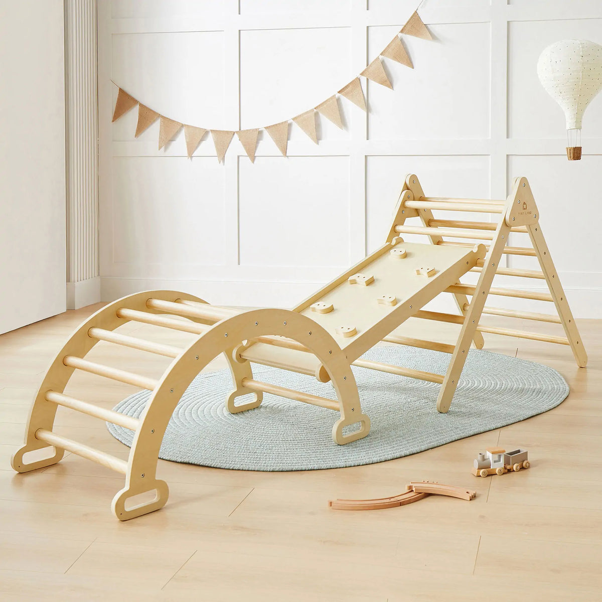 Tiny Land® Pikler Triangle 7-in-1 Montessori Climbing Set