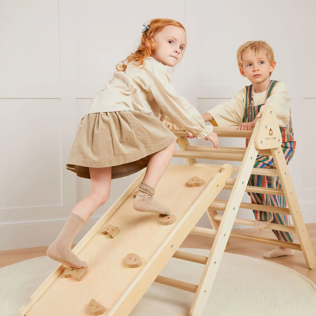 Tiny Land® Pikler Triangle 7-in-1 Montessori Climbing Set