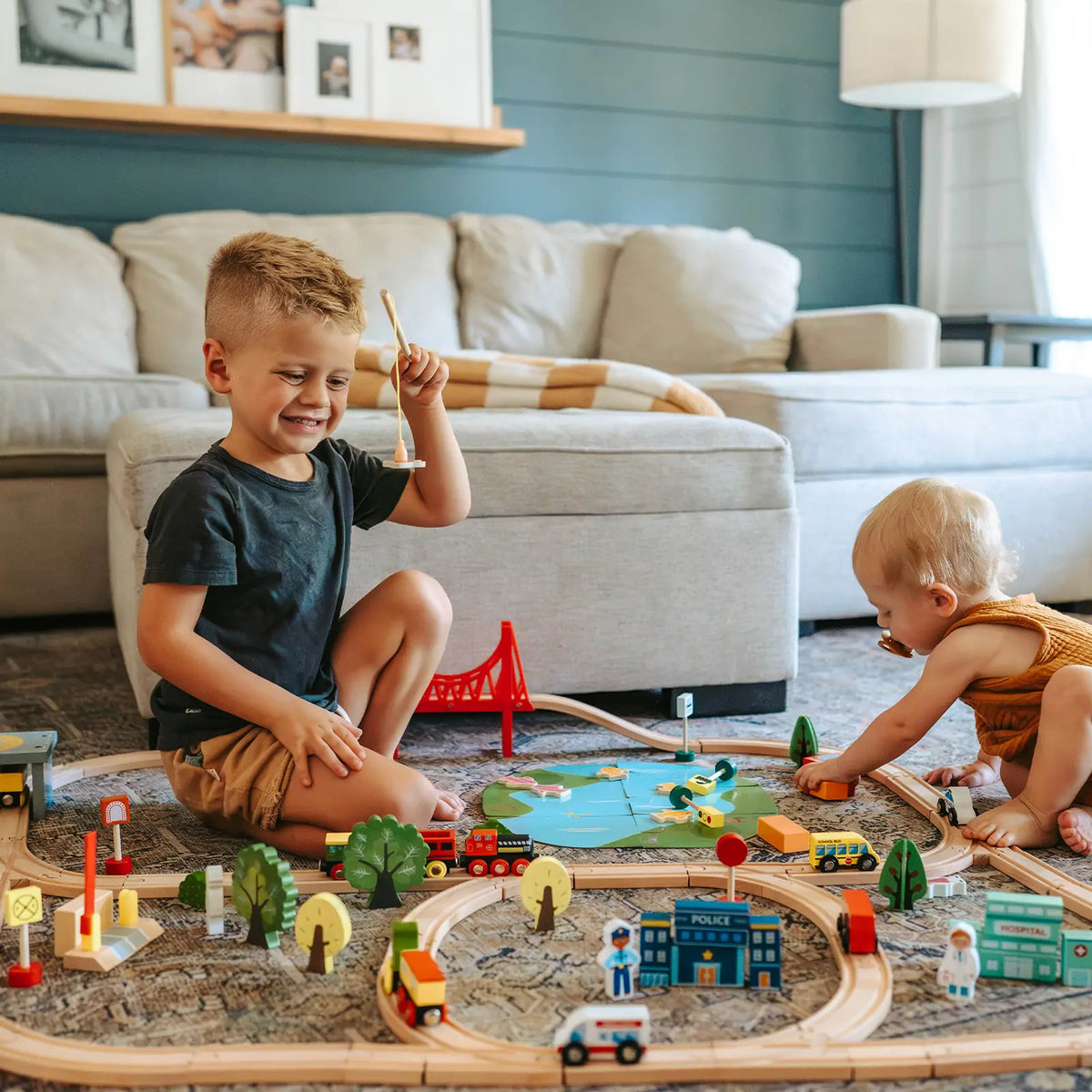 Tiny Land® 110-Piece Wooden Train Set with Folding Storage Box by Tiny Land INC, product image 4