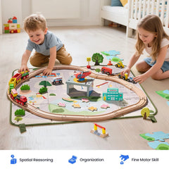 Tiny Land® 110-Piece Wooden Train Set with Folding Storage Box by Tiny Land INC, product image 3