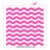 Thick Wavy Lines Pattern Stencil
