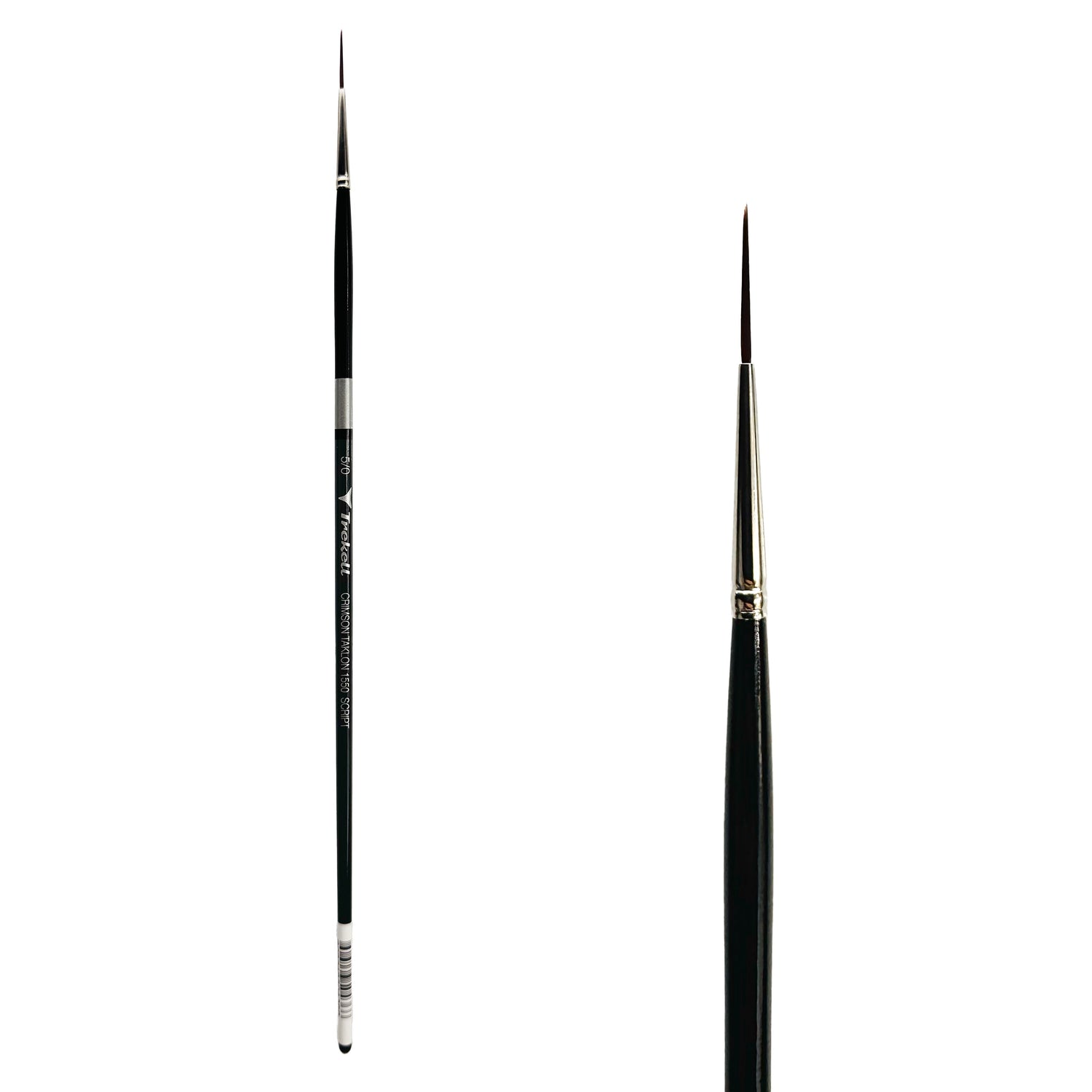 Trekell Crimson Taklon #5/0 Script/Rigger Brush - Long Handle