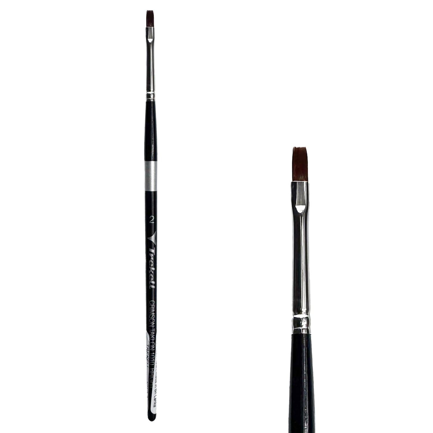Trekell Crimson Taklon #2 Bright Brush - Short Handle