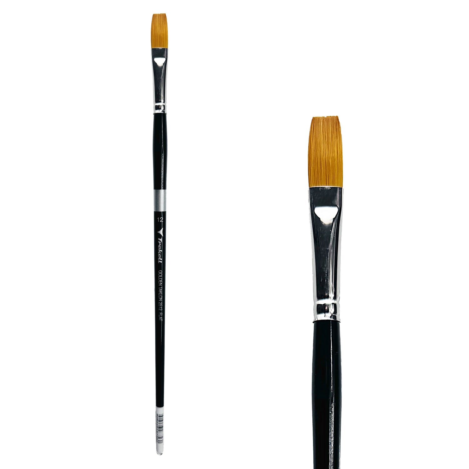 Trekell Golden Taklon #12 Flat Brush -  Long Handle