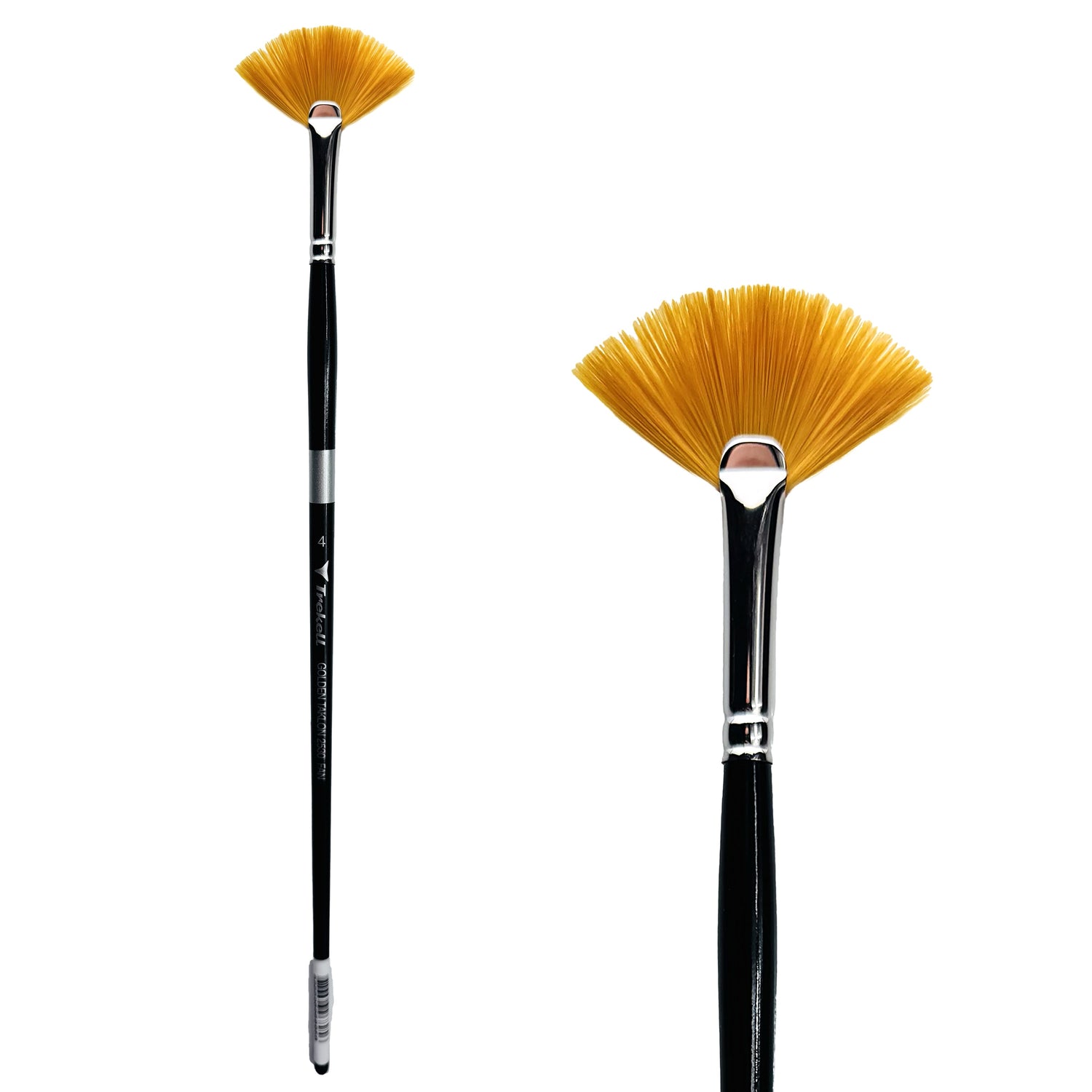 Trekell Golden Taklon #4 Fan Brush -  Long Handle