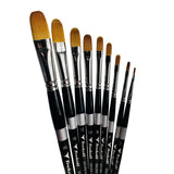 Trekell Golden Taklon Complete Filbert Brush Set - Short Handle