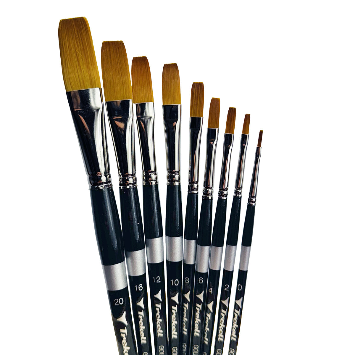 Trekell Golden Taklon Complete Flat Brush Set - Short Handle