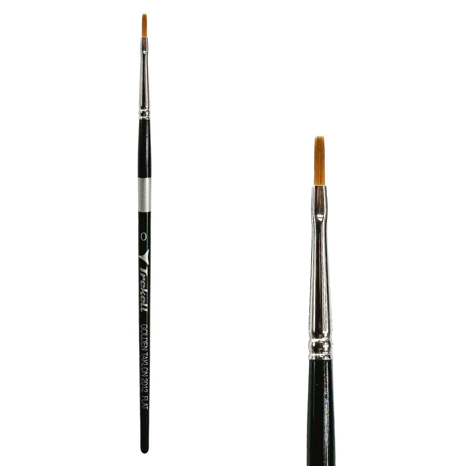 Trekell Golden Taklon #0 Flat Brush -  Short Handle