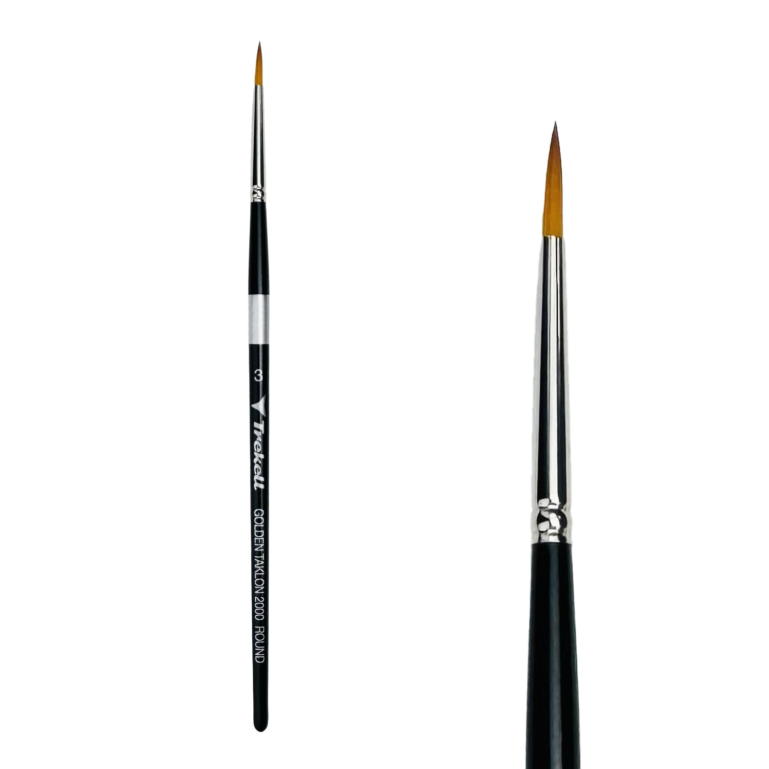 Trekell Golden Taklon #3 Round Brush -  Short Handle