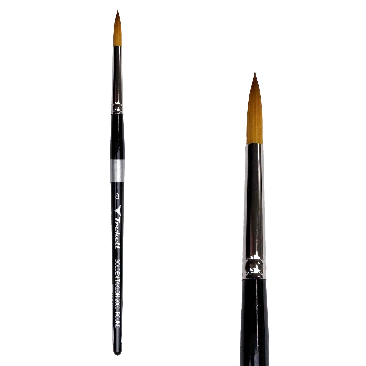 Trekell Golden Taklon #8 Round Brush -  Short Handle