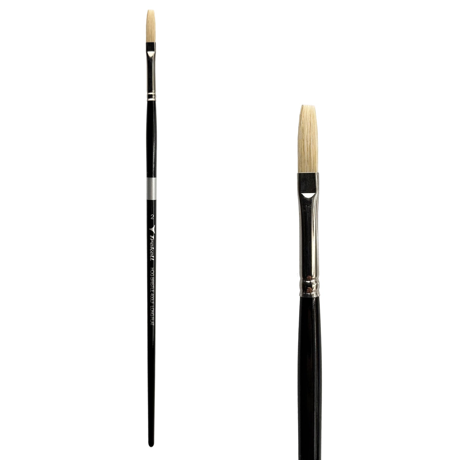 Trekell Hog Bristle Long Handle Artist Brush - Size #2 Long Flat