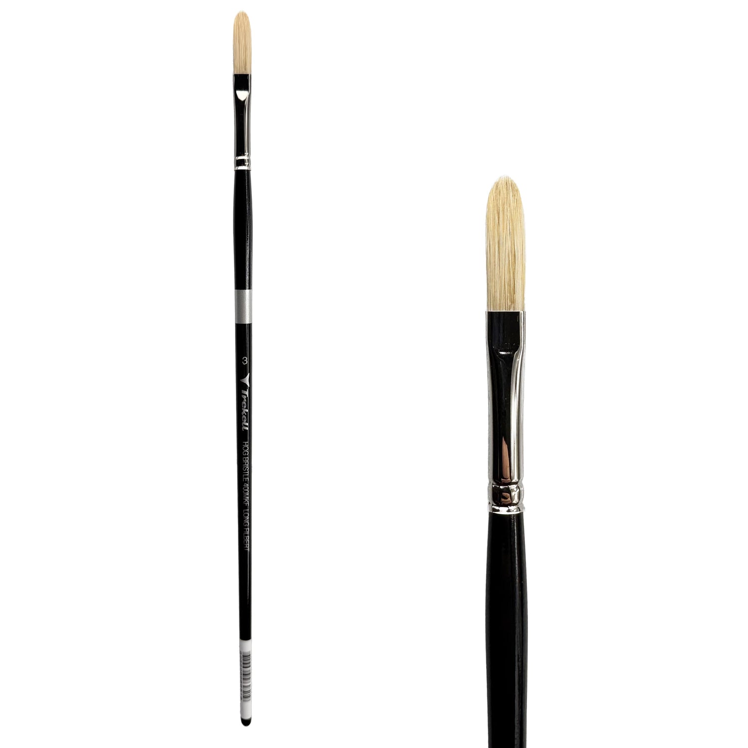 Trekell Hog Bristle Long Handle Artist Brush - Size #3 Long Filbert