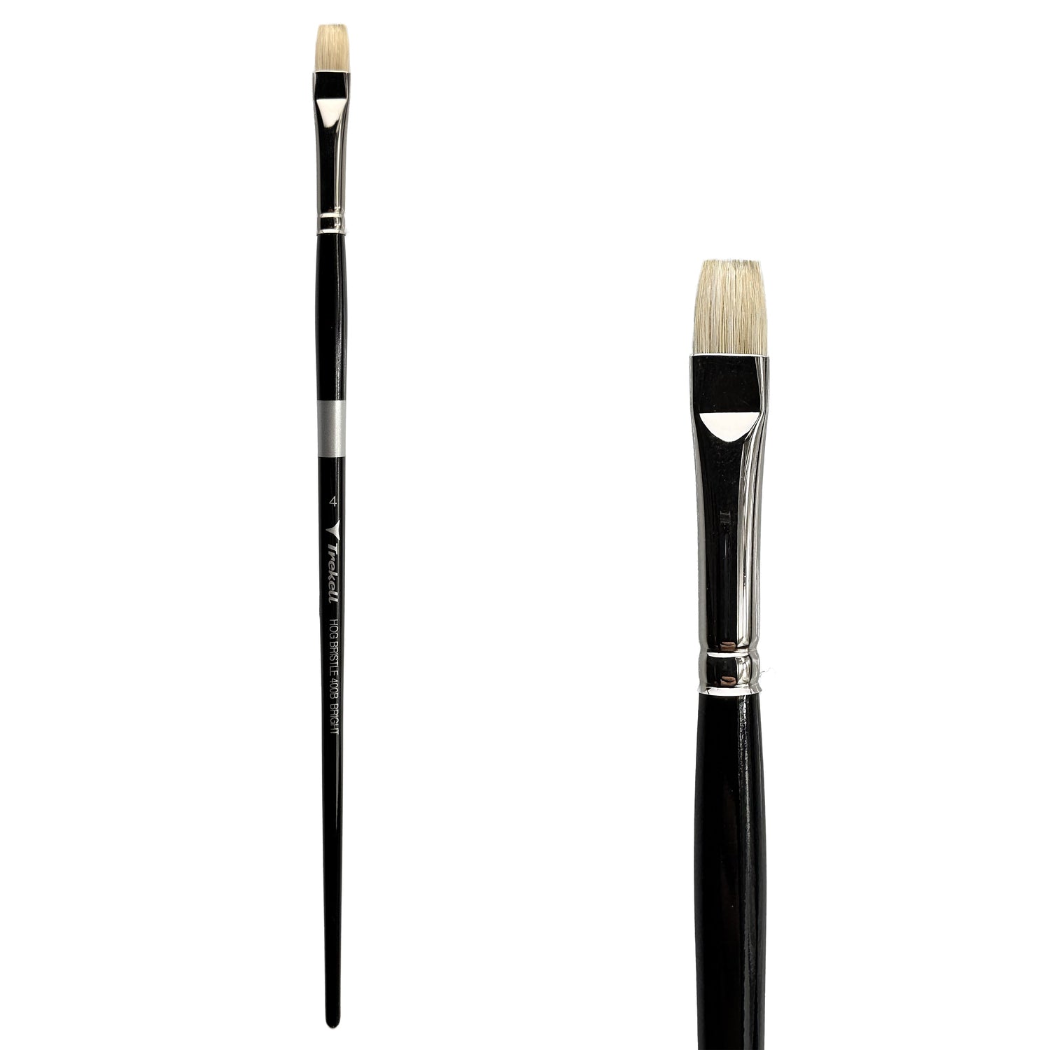 Trekell Hog Bristle Long Handle Artist Brush - Size #4 Bright