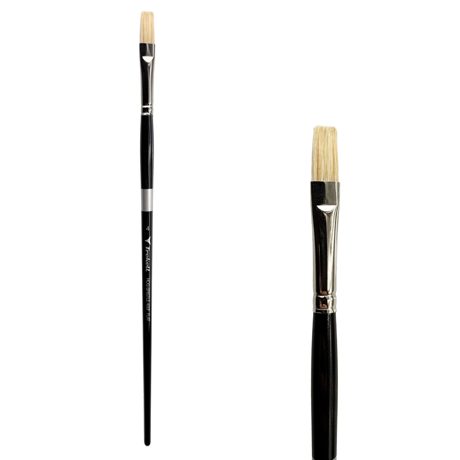 Trekell Hog Bristle Long Handle Artist Brush - Size #4 Flat