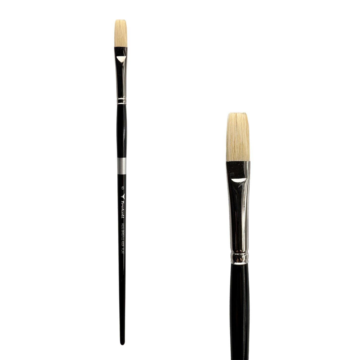Trekell Hog Bristle Long Handle Artist Brush - Size #6 Flat