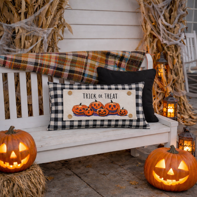 PANEL ONLY: RECTANGLE Halloween October Pumpkins Fall Autumn Jack-o-Lanterns; TRICK OR TREAT