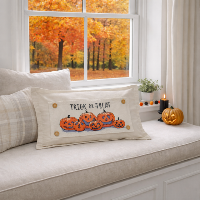 PANEL ONLY: RECTANGLE Halloween October Pumpkins Fall Autumn Jack-o-Lanterns; TRICK OR TREAT