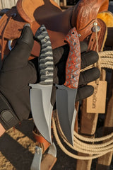Black Powder-Coated Skinner Knife Pair 8.5” Damascus Steel Set by JW SteelCrafts