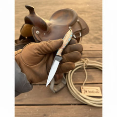 Saddle Rope Boning Knife 8.5” Handmade Damascus Turquoise & Bone Handle by JW SteelCrafts, product image 2