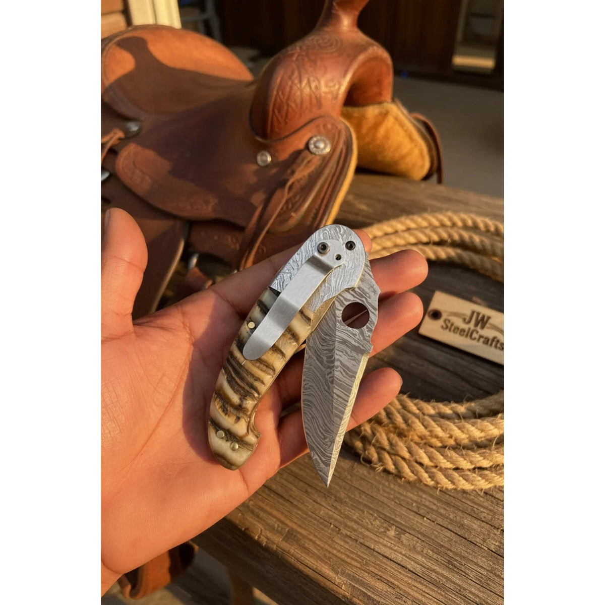 Talonclaw Damascus Folder Knife 7