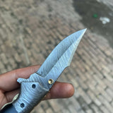 Blacktanto Ridge Folder Knife 8" Handmade Damascus Micarta Handle by JW SteelCrafts