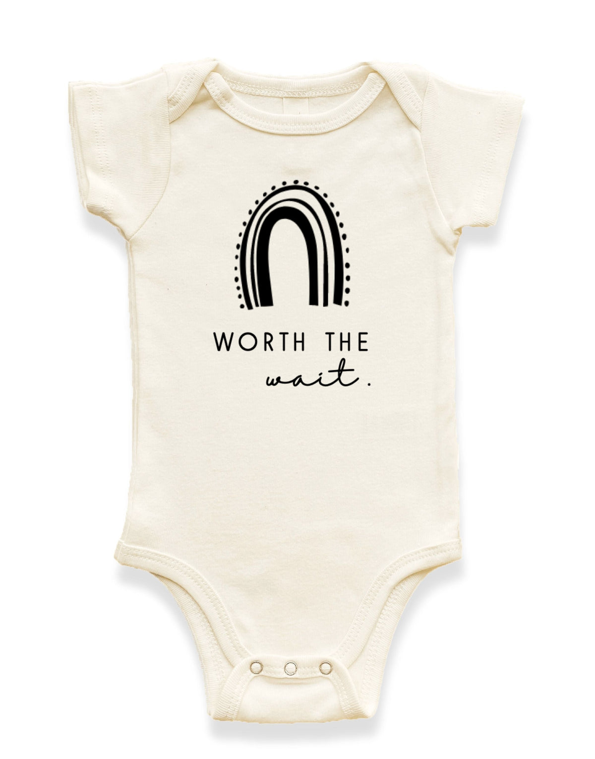 Worth The Wait Rainbow Organic Baby Bodysuit by Tenth & Pine