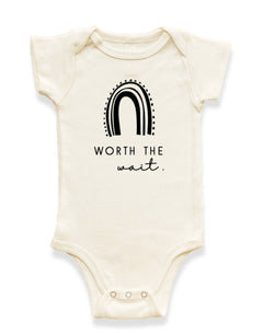 Worth The Wait Rainbow Organic Baby Bodysuit by Tenth & Pine