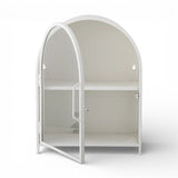 Arched White Metal Wall Display Cabinet