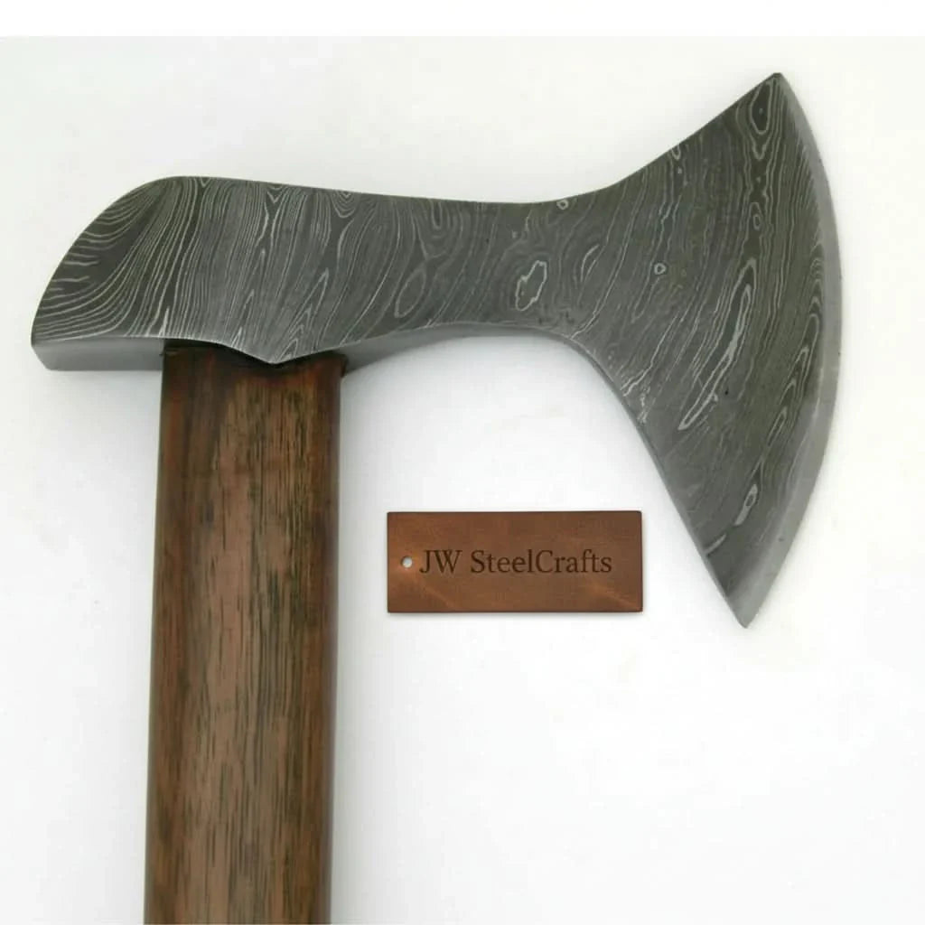 Custom Handmade Damascus Steel Burl Wood Axe Hatchet Tomahawk