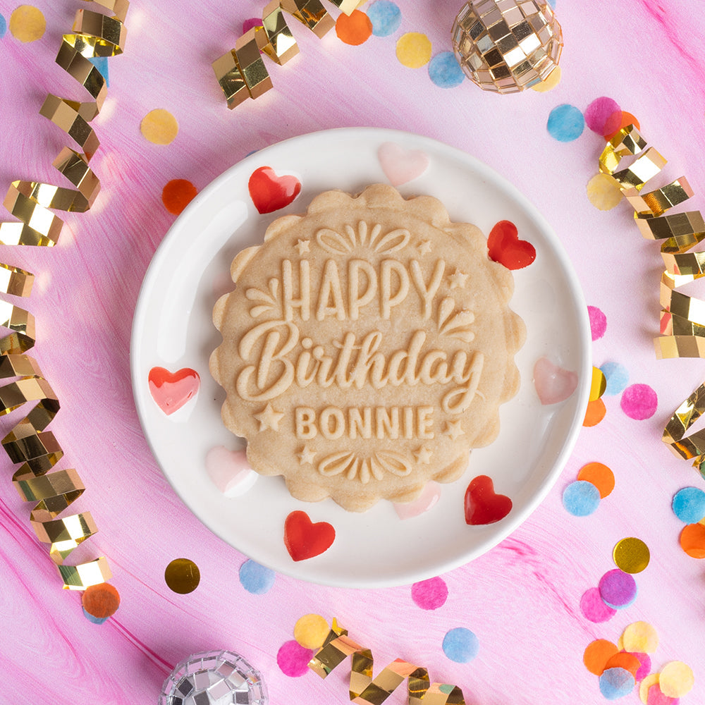 Embossed Birthday Cookie Press - Let's Celebrate