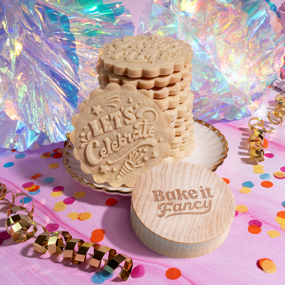 Embossed Birthday Cookie Press - Let's Celebrate