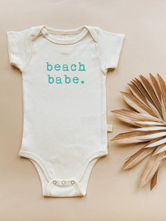 Beach Babe Seafoam Organic Cotton Baby Bodysuit Short Sleeve by Tenth & Pine, product image 2