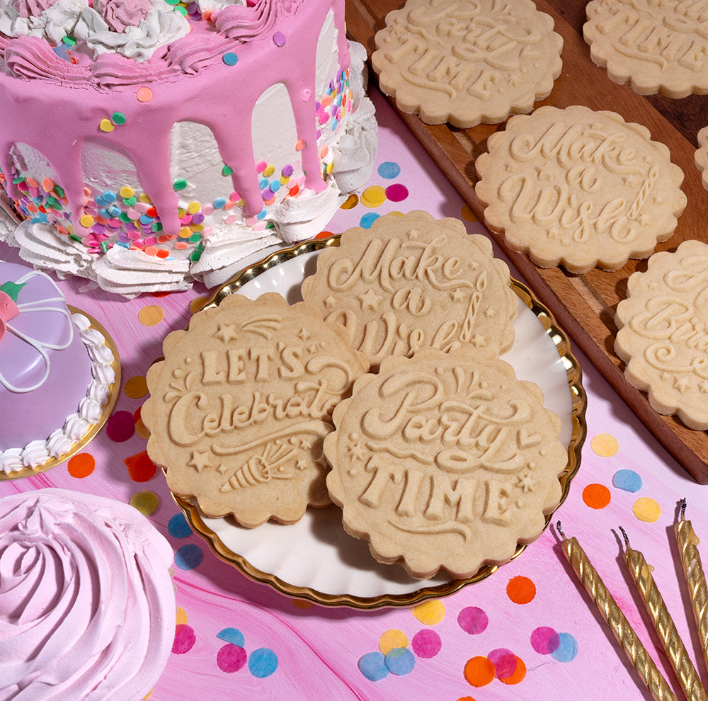 Embossed Birthday Cookie Press - Party Time