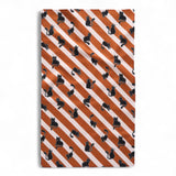 Black Cats Orange Striped Geometry Tea Towel