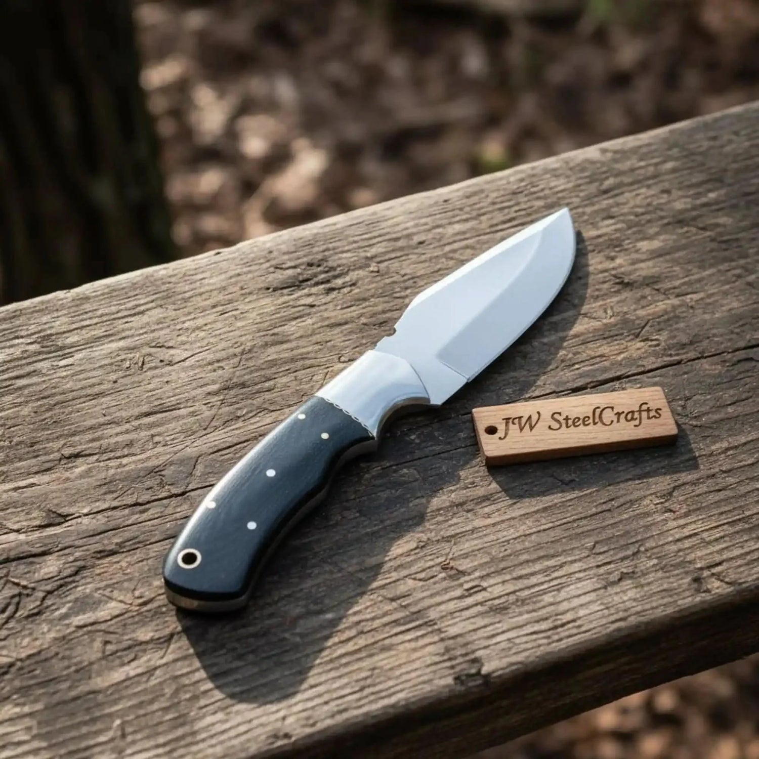 Drop Point Hunting Knife Stainless Steel Blade Black Micarta Handle Fixed Blade Field Knife