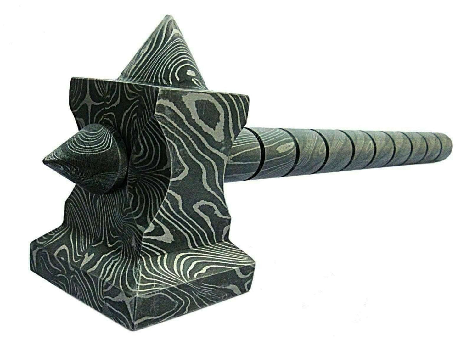 Sculpted Damascus Steel War Hammer 12