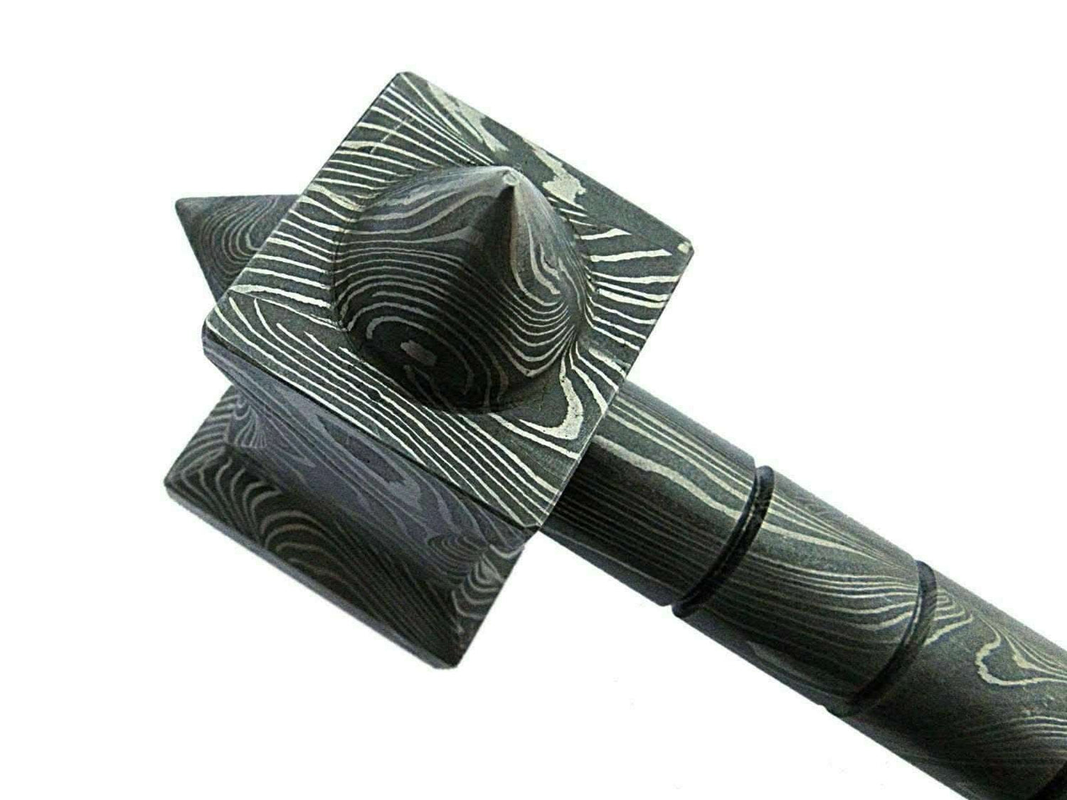 Sculpted Damascus Steel War Hammer 12