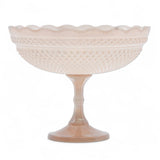 Blush Pressed Glass Scalloped Footed Bowl