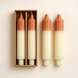 Camel & Mint Two-Tone Pleated Taper Candles | Set of 2