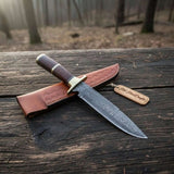 Sheffield Clip Point Damascus Bowie Knife with Rosewood Handle