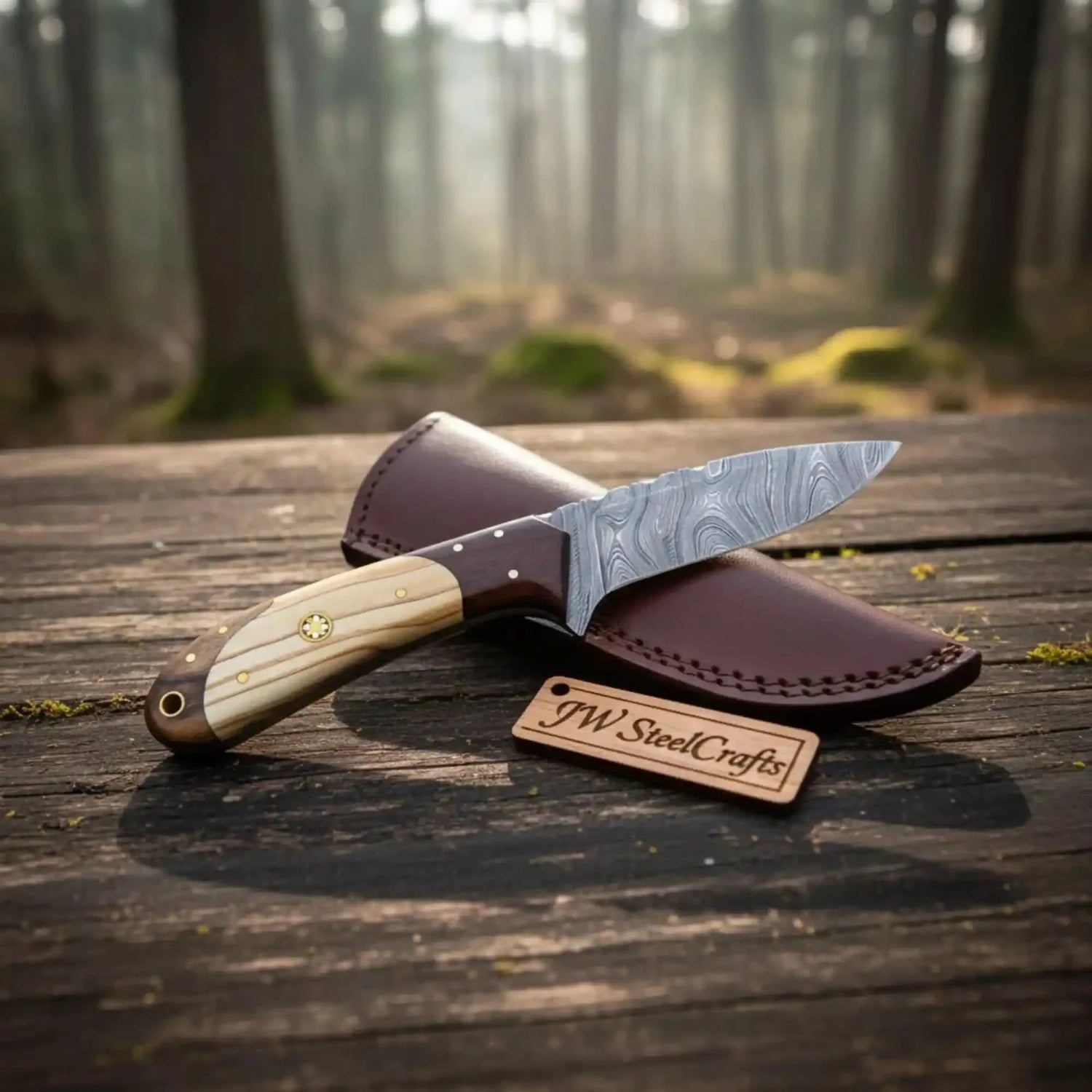 Handmade Damascus Steel Skinner Knife Custom Made 8.5