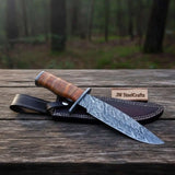 Custom Damascus Utility Bowie Knife Handmade
