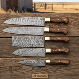 5-piece Damascus Cleaver Nakiri Chef Knife Set with Pakka Wood Handles