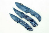 Handmade Damascus Steel Blank Blade Skinner Knife - Lot of 3/ For Knife Making