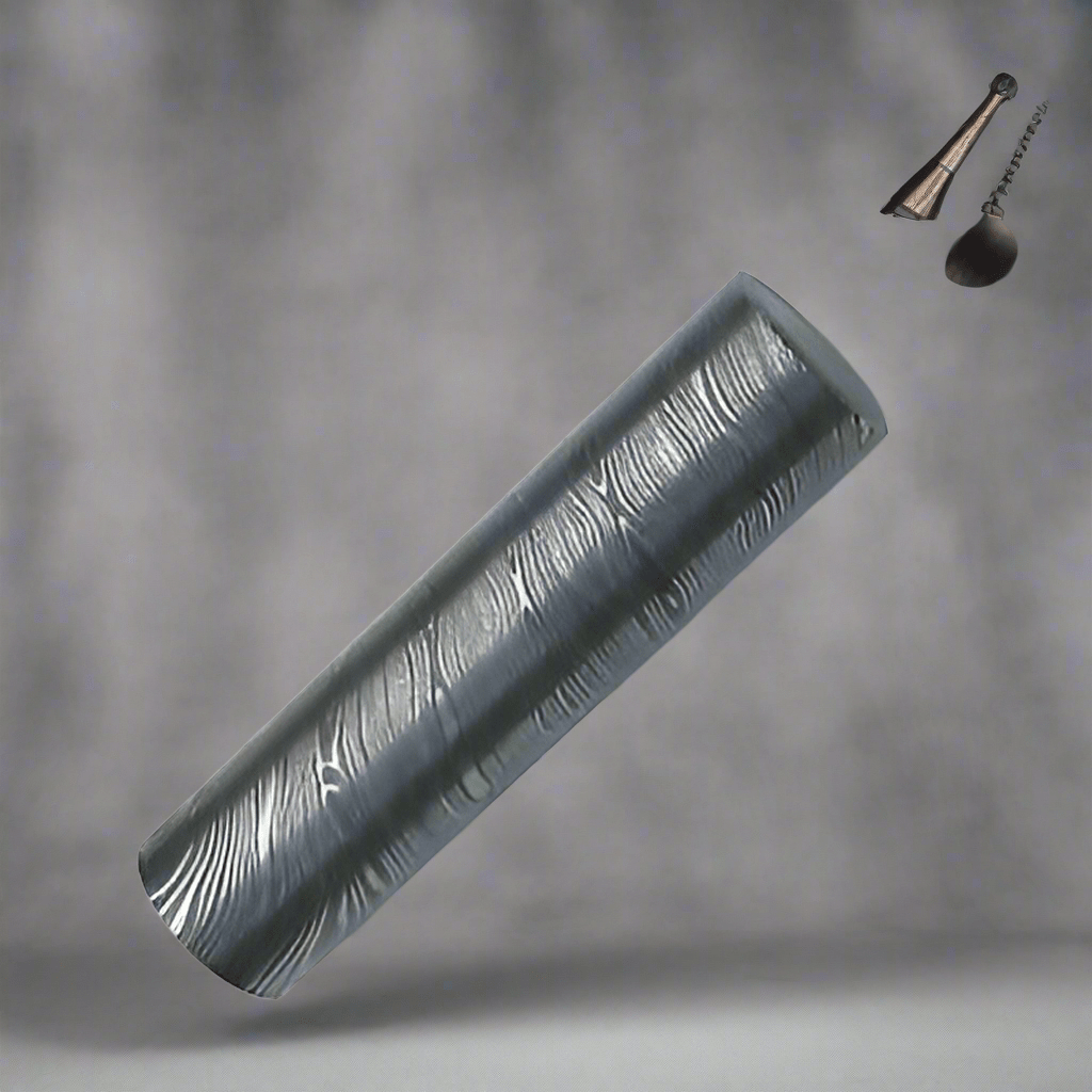 Twisted Damascus Steel Round Billet in Pre Etched Five Inch Bar