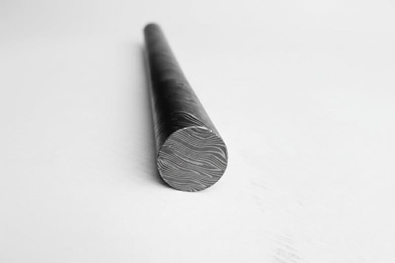 Damascus Steel Rod 10 Inch Round Pattern Welded Bar for Ring Making