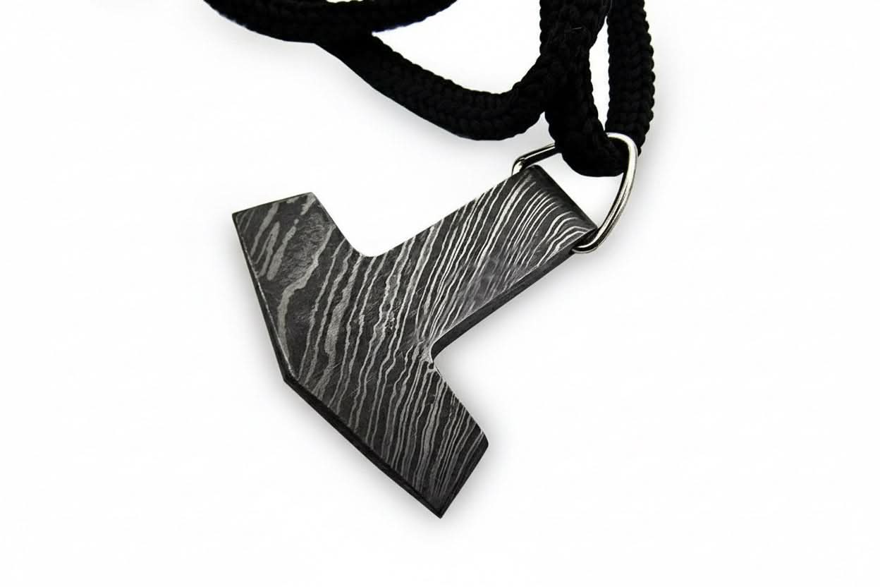 DE-0014 Custom Handmade Damascus steel Viking pendant /Thor Hammer Pendant/Jeweller