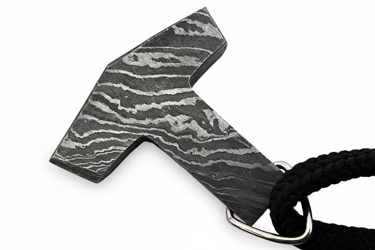 DE-0014 Custom Handmade Damascus steel Viking pendant /Thor Hammer Pendant/Jeweller