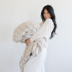 Double Ruched Faux Fur Throw Blankets by Saranoni, product image 7