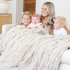 Double Ruched Faux Fur XL Throw Blankets by Saranoni, product image 7